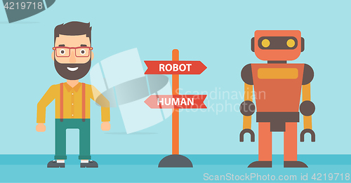 Image of Choice between artificial intelligence and human.