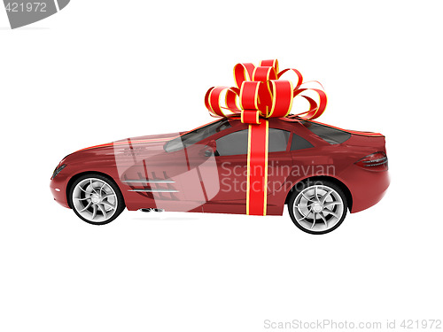 Image of Gift isolated red car side view