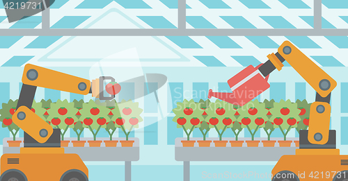 Image of Robot working in a greenhouse.