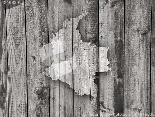 Image of Map of Colombia on weathered wood