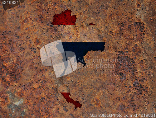Image of Map and flag of Thailand on rusty metal