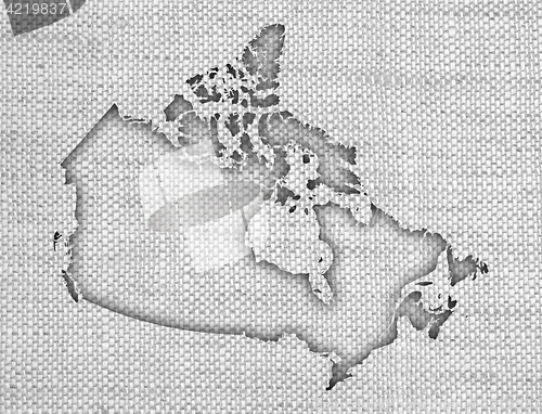 Image of Map of Canada on old linen