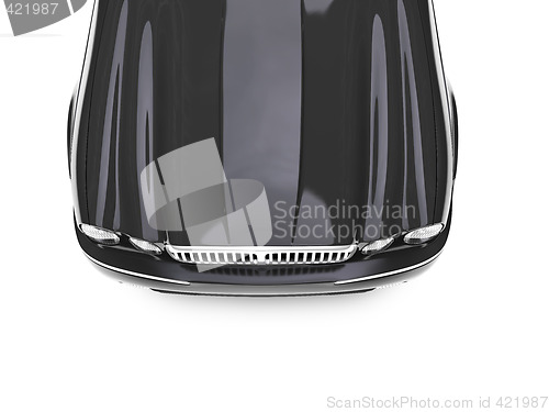 Image of isolated black car top view zoom