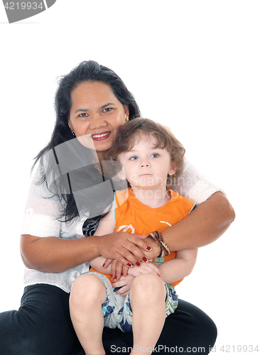 Image of Nanny hugging the little boy.  