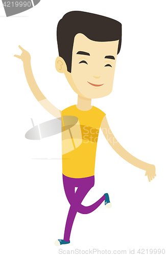 Image of Cheerful asian man dancer dancing.