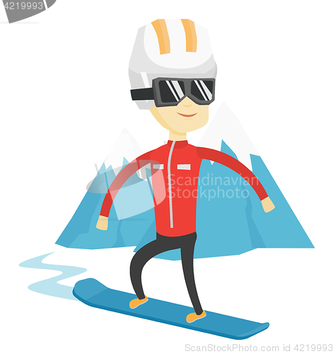 Image of Young man snowboarding vector illustration.