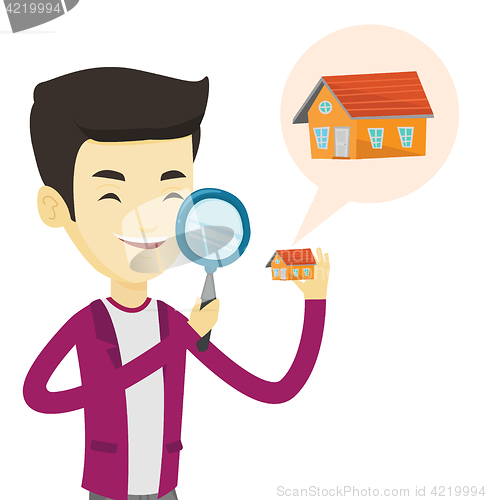 Image of Man looking for house vector illustration.