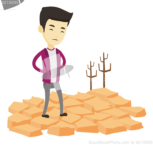 Image of Sad man in the desert vector illustration.