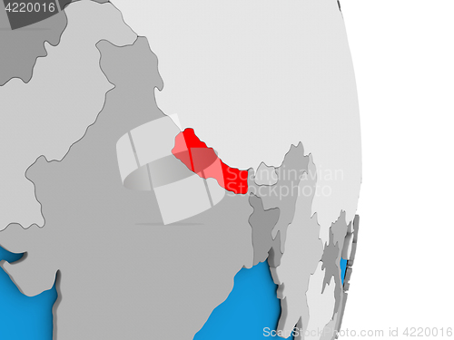 Image of Nepal on globe