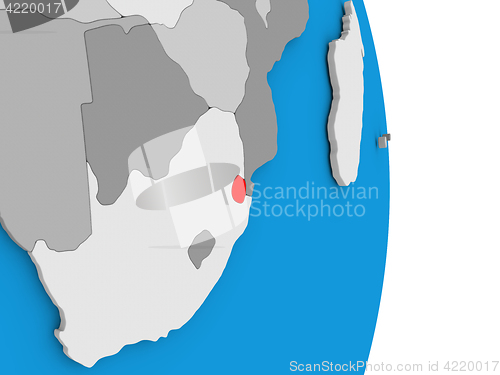 Image of Swaziland on globe