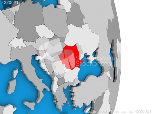 Image of Romania on globe