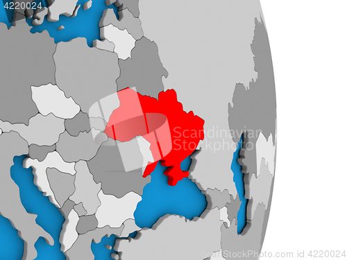 Image of Ukraine on globe
