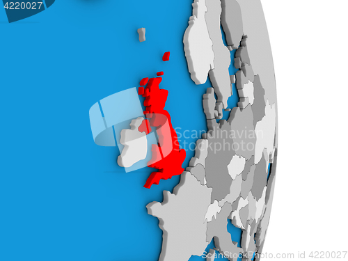 Image of United Kingdom on globe