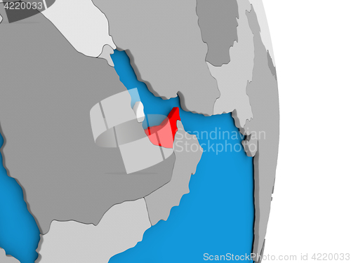 Image of United Arab Emirates on globe