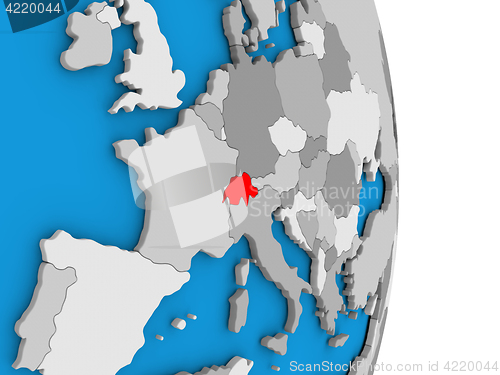 Image of Switzerland on globe