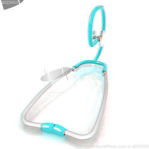 Image of stethoscope. 3d illustration. Anaglyph. View with red/cyan glass