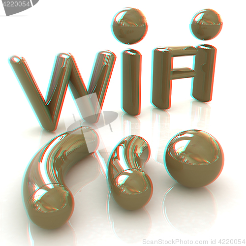 Image of WiFi symbol. 3d illustration. Anaglyph. View with red/cyan glass