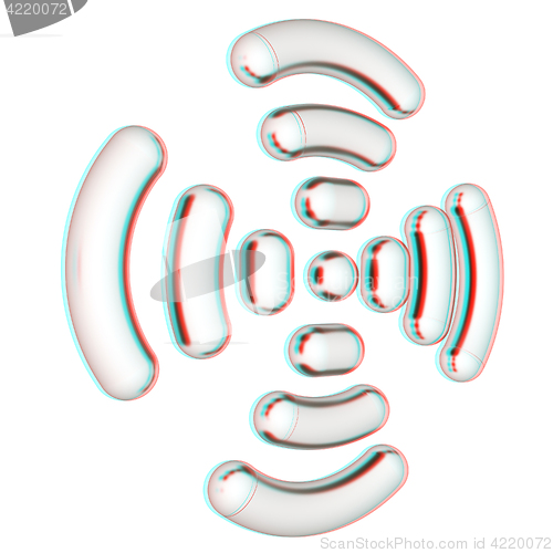 Image of Radio Frequency Identification symbol. 3d illustration. Anaglyph