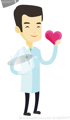 Image of Doctor cardiologist holding heart.