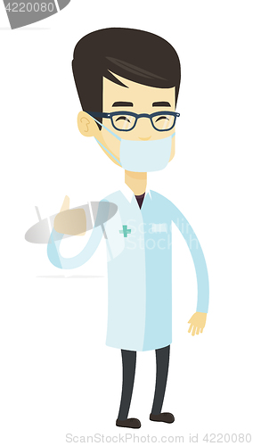 Image of Doctor giving thumbs up vector illustration.