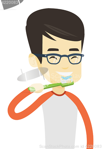 Image of Man brushing his teeth vector illustration.