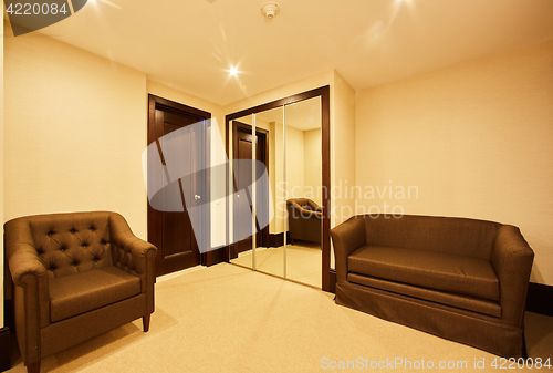 Image of Interior of modern comfortable hotel room.