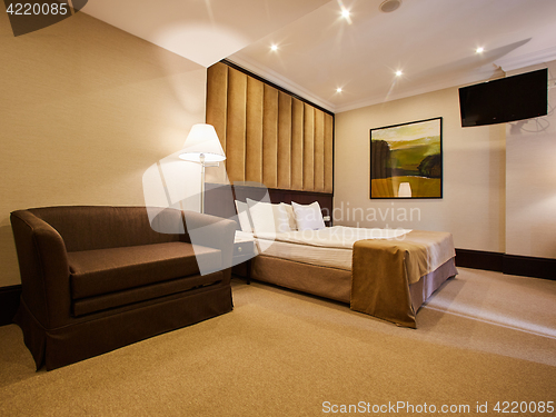 Image of Beautiful bedroom decoration interior design in hotel