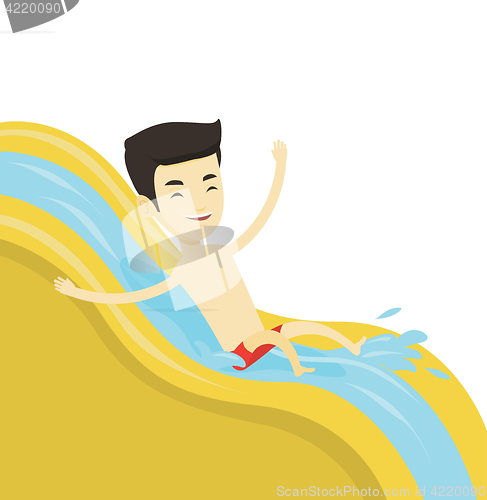 Image of Man riding down waterslide vector illustration.