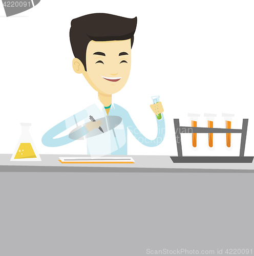 Image of Laboratory assistant working vector illustration.