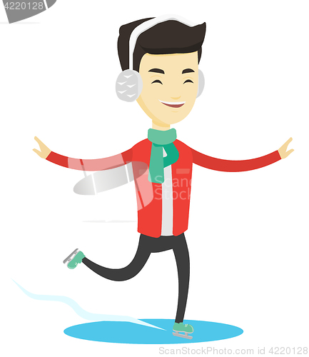 Image of Man ice skating vector illustration.