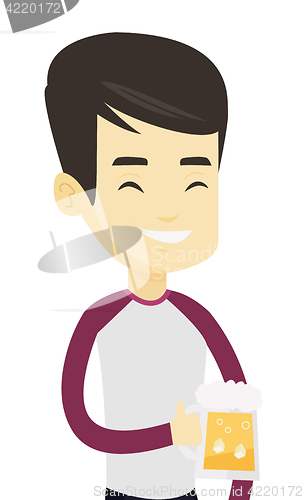 Image of Man drinking beer vector illustration.