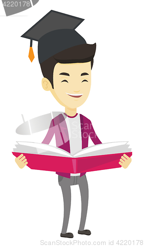 Image of Graduate with book in hands vector illustration.