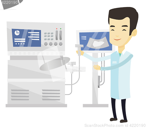 Image of Asian ultrasound doctor vector illustration.