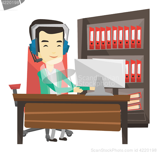 Image of Man playing computer game vector illustration.