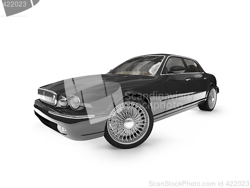 Image of isolated black car perspective view