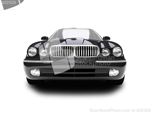Image of isolated blue car front view 01