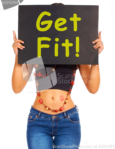Image of Get Fit Sign Showing Exercise For Fitness