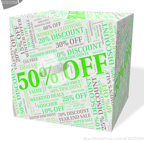 Image of Fifty Percent Off Indicates Clearance Sale And Save