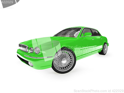 Image of isolated green car perspective view