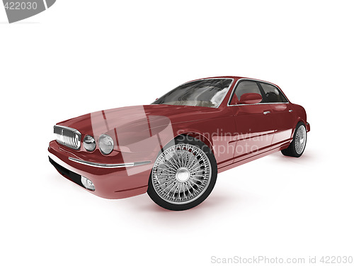 Image of isolated red car perspective view