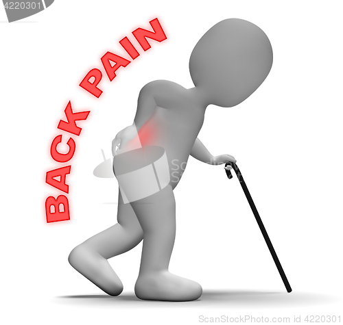 Image of Back Pain Represents Spinal Column And Backbone 3d Rendering