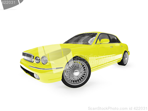 Image of isolated yellow car perspective view