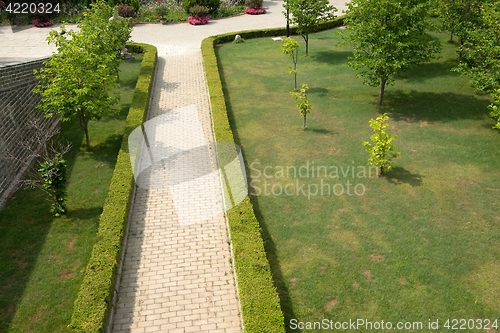 Image of An asian garden from above