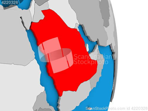 Image of Saudi Arabia on globe