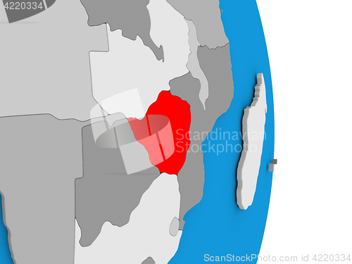Image of Zimbabwe on globe