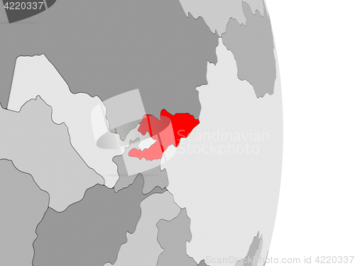 Image of Kyrgyzstan on globe