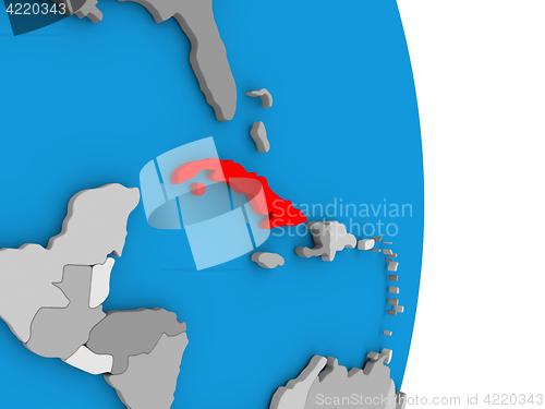 Image of Cuba on globe