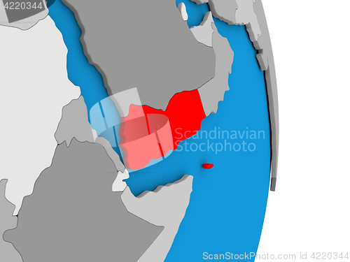 Image of Yemen on globe