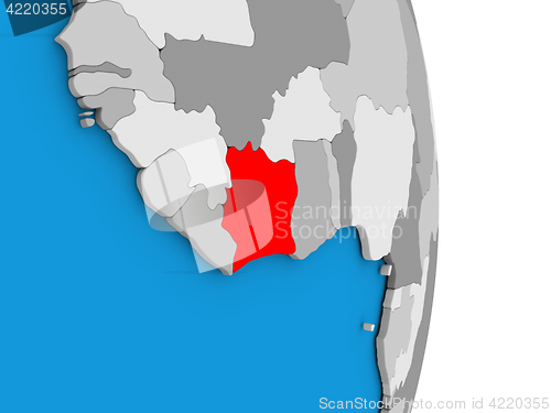 Image of Ivory Coast on globe