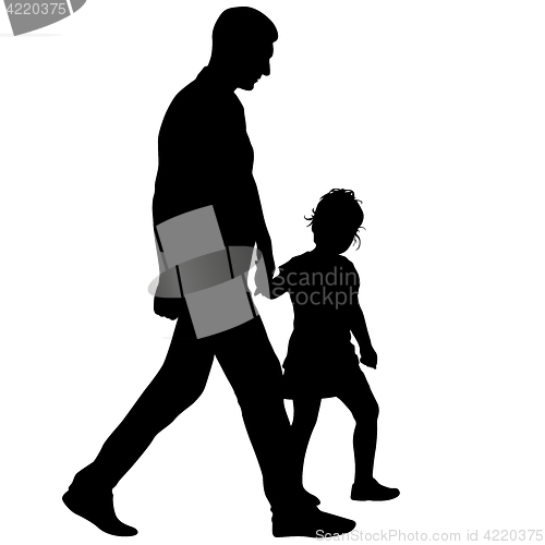 Image of Silhouette of happy family on a white background